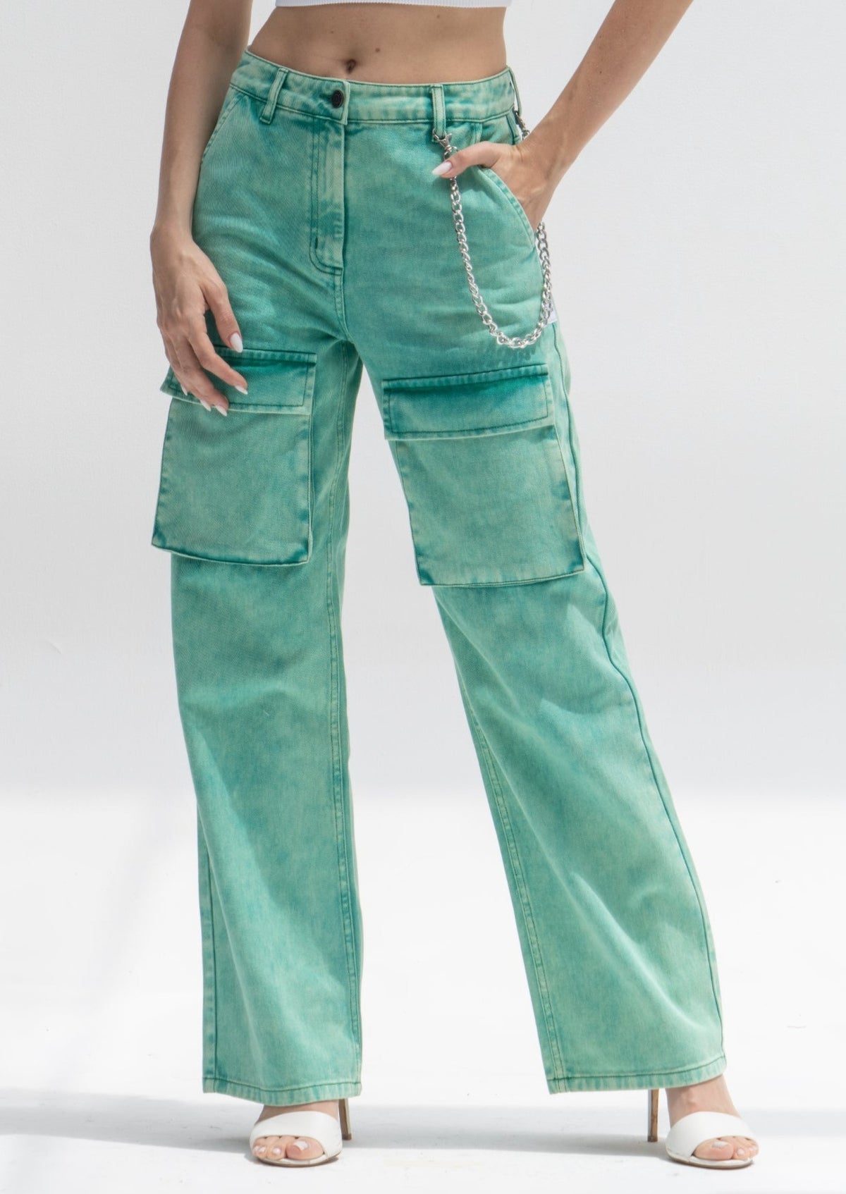 Acid Green Cargo Jeans