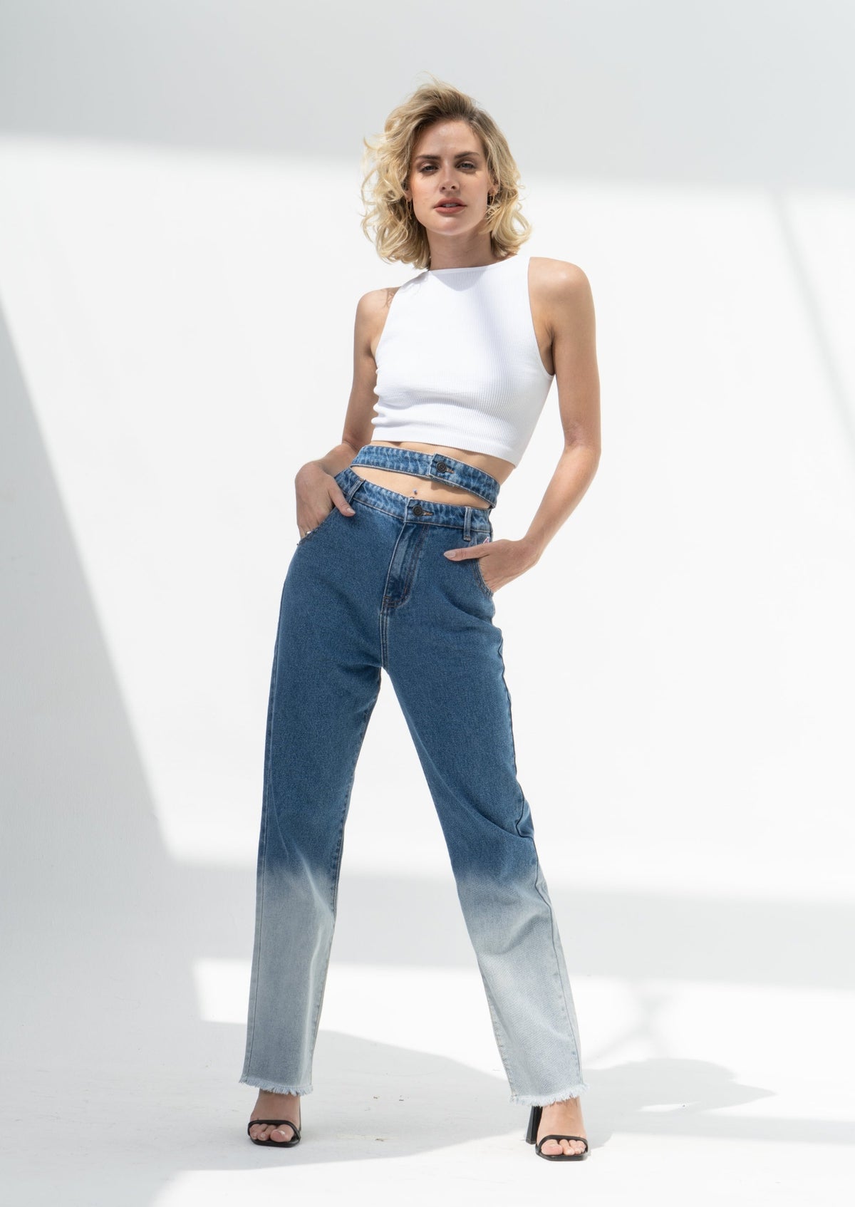 Double Waist Straight Fit Jeans