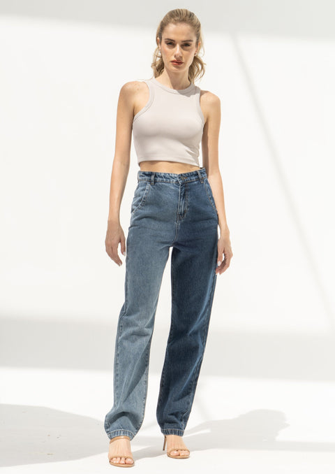 Two Tone Boyfriend Jeans