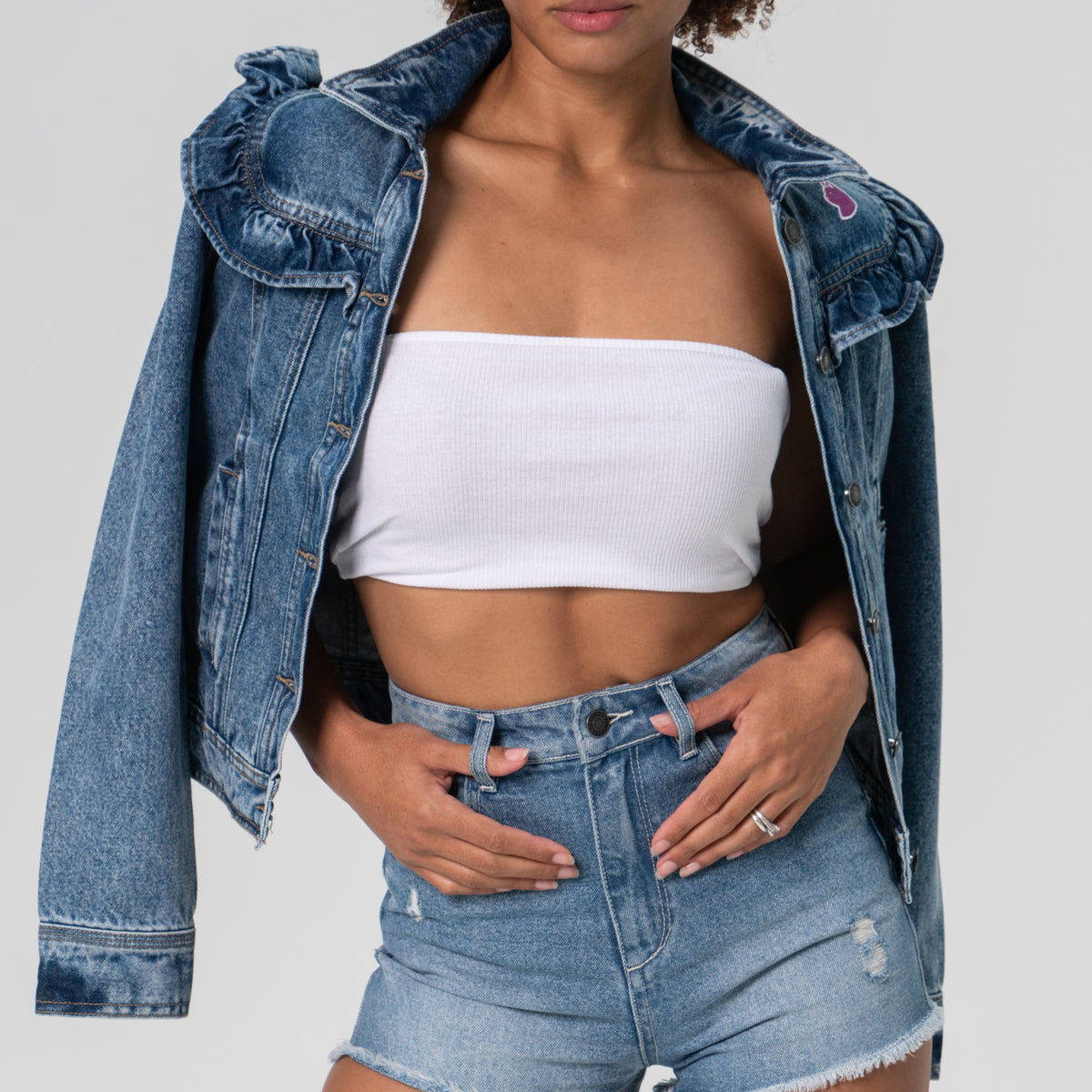 Ruffle Denim Jacket