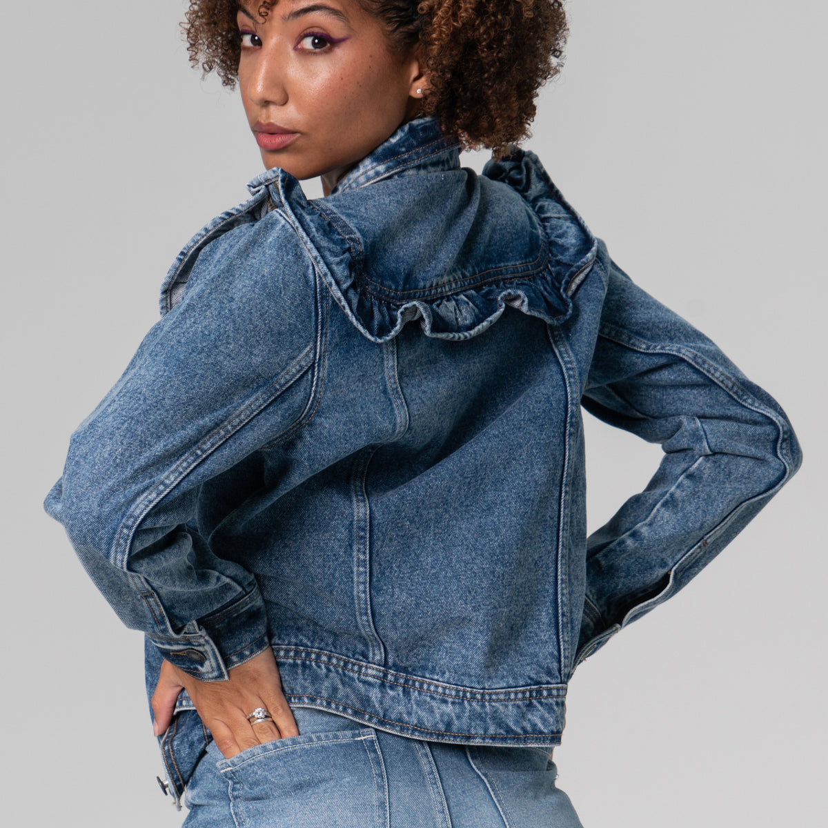 Ruffle Denim Jacket