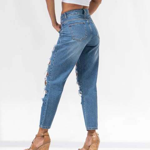 Mom Fit Distress Jeans