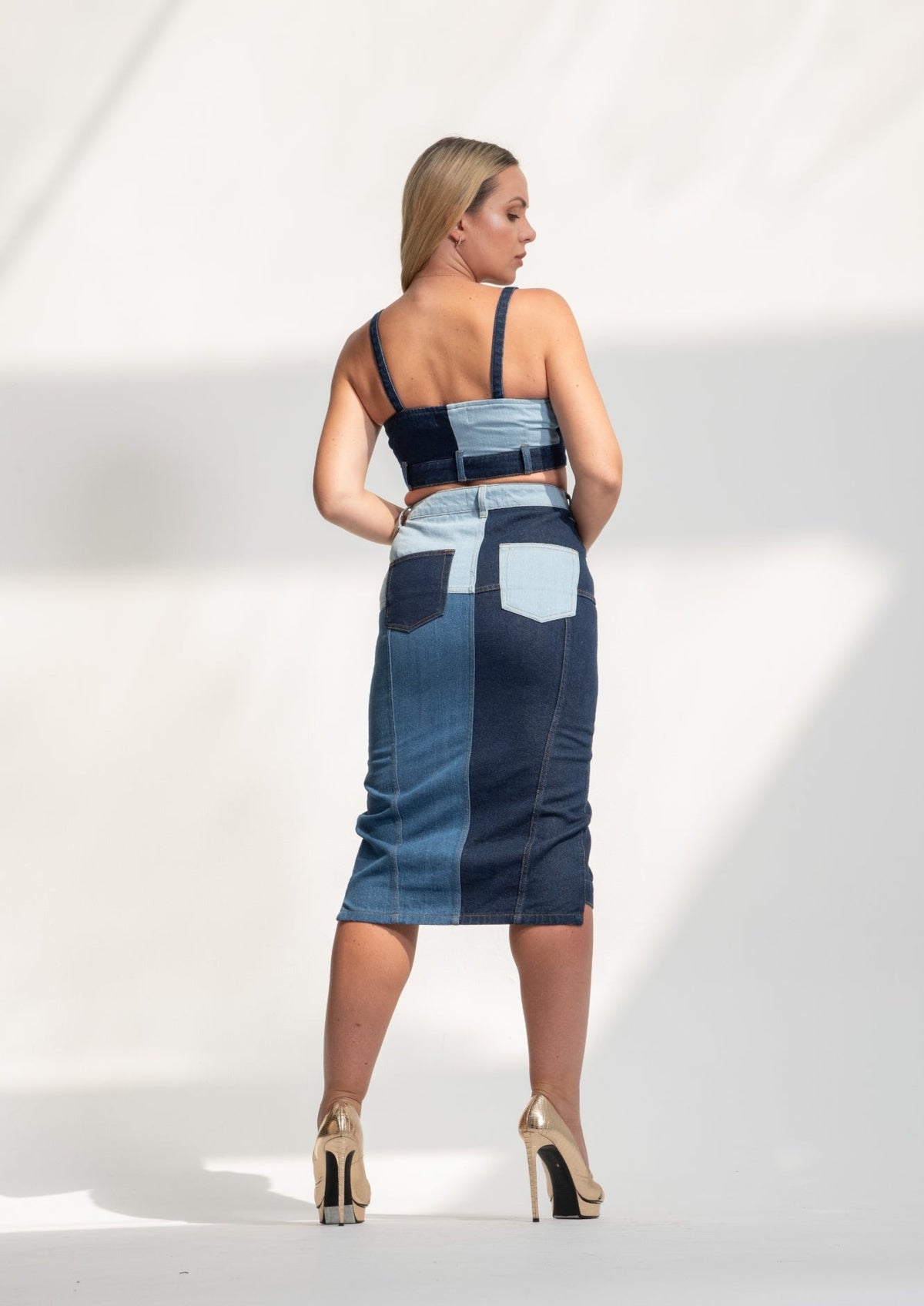 Patchwork Denim Skirt